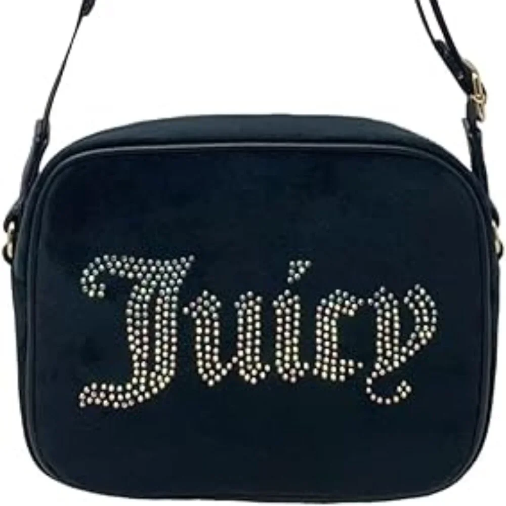 Juicy Couture Obsession Crossbody Camera Bag Black Velour NWT